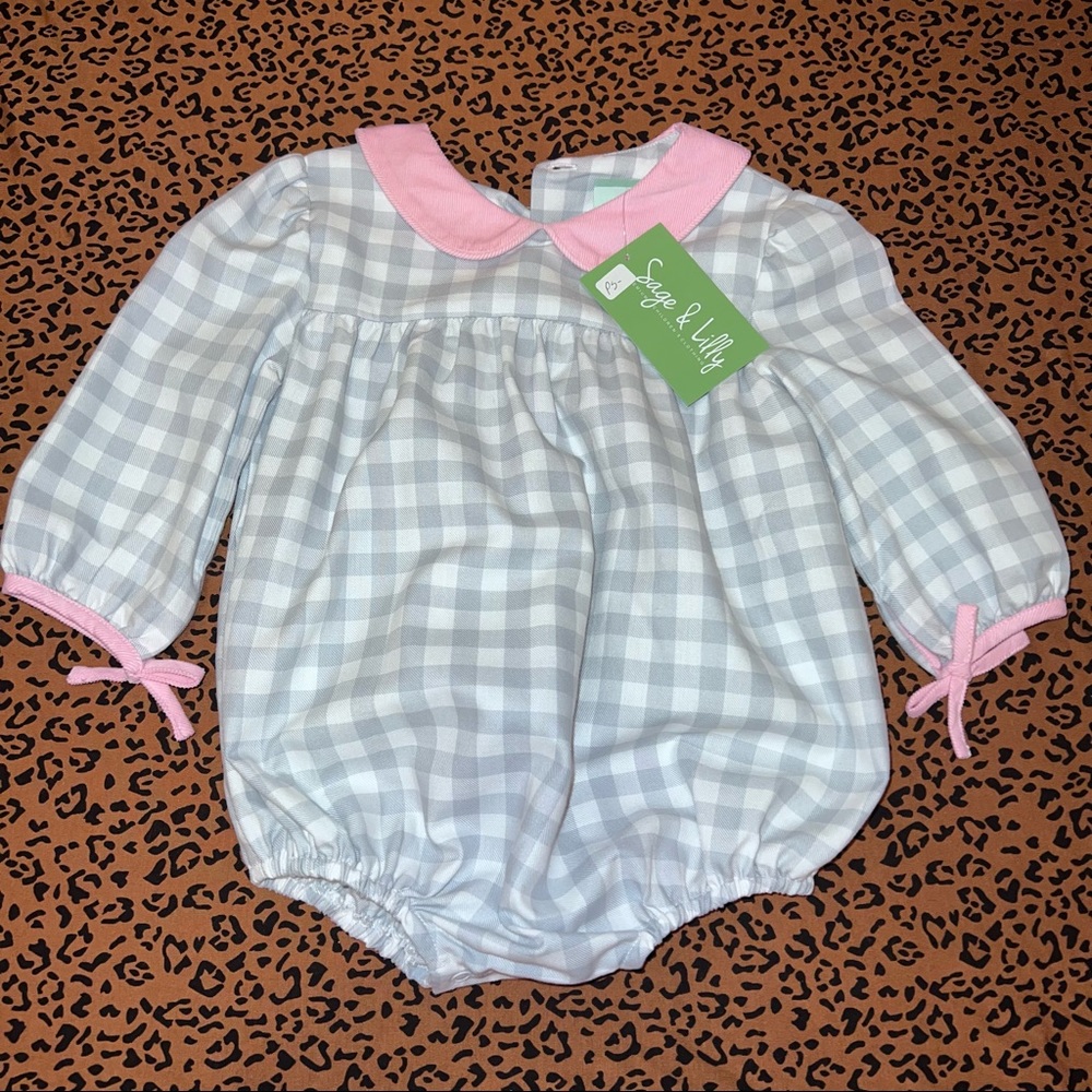 Sage & Lilly Gingham Bubble Onesie